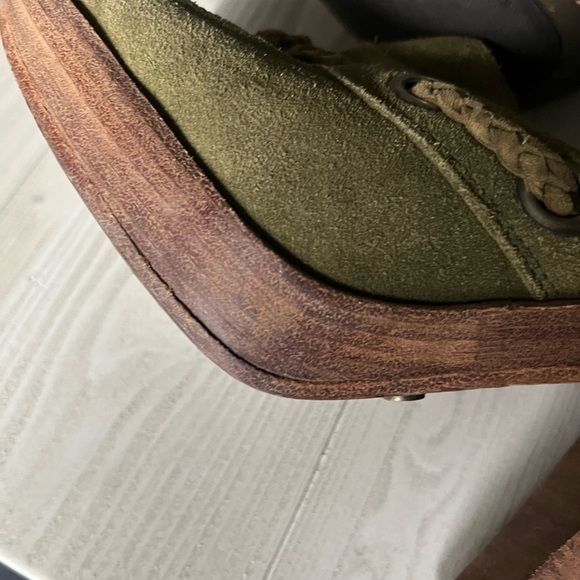 Vintage Nike G Series Olive Green Suede slip on slide Heel boho artsy Mule Sz 8B - Picture 10 of 15